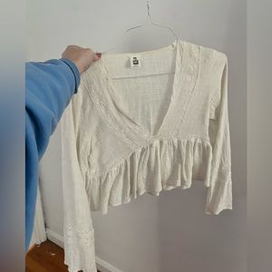 Long Sleeve Deep V Boho Top